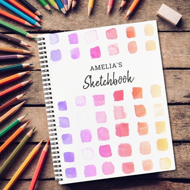 Personalized Watercolor Rainbow Colors Sketchbook  Notebook (Creator Uploaded)