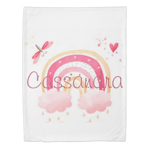 Personalized watercolor rainbow   duvet cover