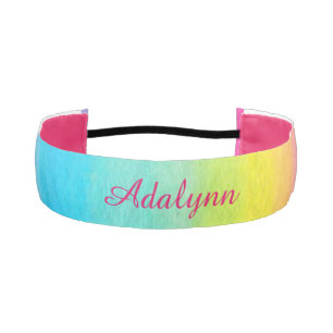 Personalized Watercolor Rainbow Elastic Headband