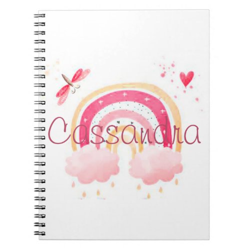 Personalized watercolor rainbow   notebook