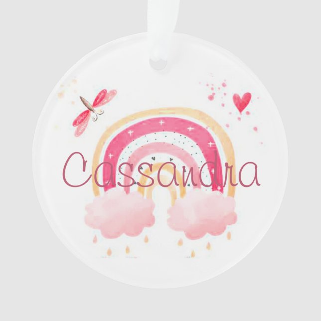 Personalized watercolor rainbow   ornament (Front)