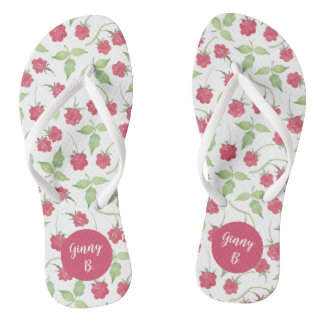 Personalized Watercolor Raspberries Flip Flops
