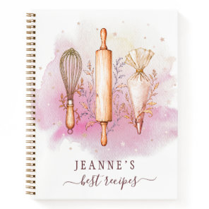Personalized Watercolor Recipe Collection Notebook