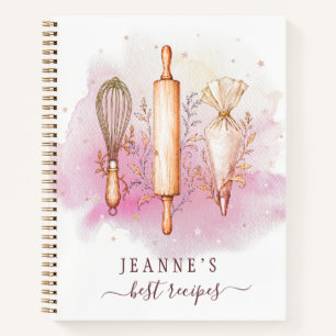 Personalized Watercolor Recipe Collection Notebook