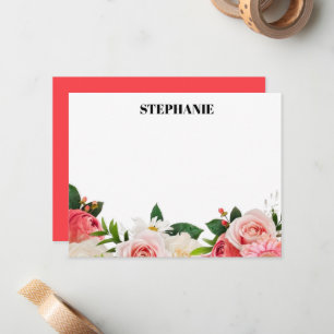 Personalized Watercolor Red Hydrangeas  Note Card