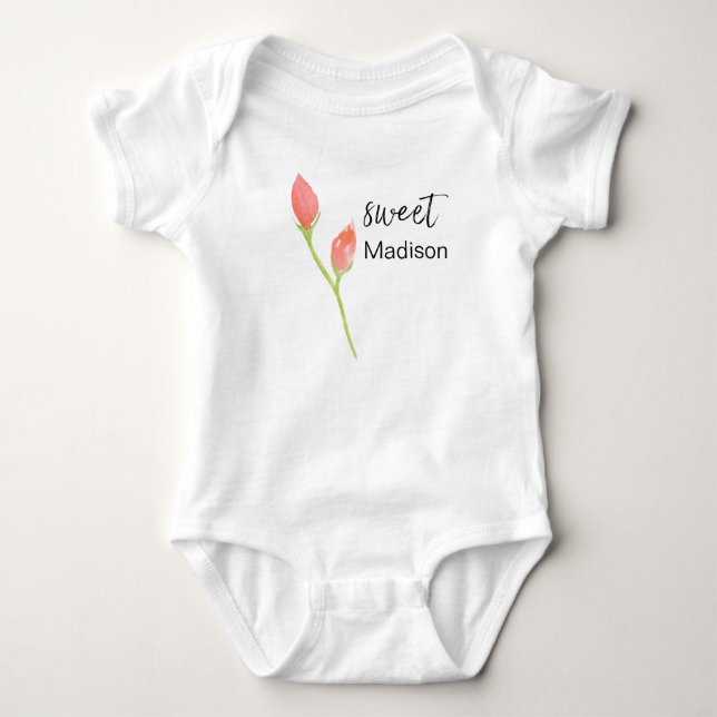 PERSONALIZED WATERCOLOR ROSE bodysuit (Front)