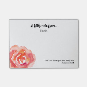 Personalized   Watercolor Rose Scripture Post-it Notes