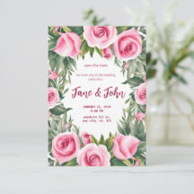 [Personalized] Watercolor Rose Wedding Invitation