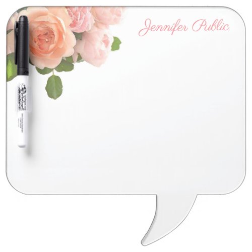 Personalized Watercolor Roses Elegant Floral Dry Erase Board