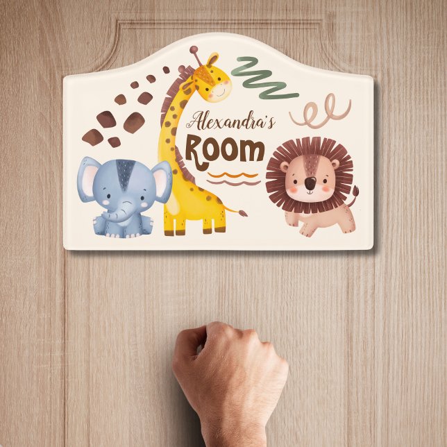 Personalized Watercolor Safari Animals Door Sign (Creator Uploaded)