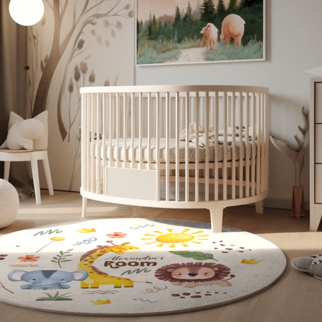 Personalized Watercolor Safari Animals Rug (Creator Uploaded)
