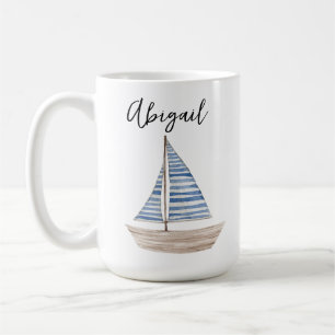 Personalized Watercolor Sailboat Mug