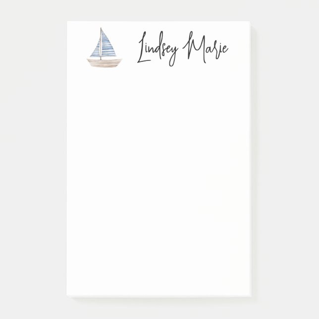 PERSONALIZED WATERCOLOR SAILBOAT notes (Front)