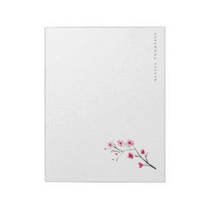 Personalized Watercolor Sakura Cherry Blossom Notepad