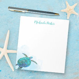 Personalized Watercolor Sea Turtle Stationery Notepad