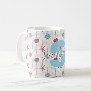 Personalized Watercolor Seashells Coffee Mug
