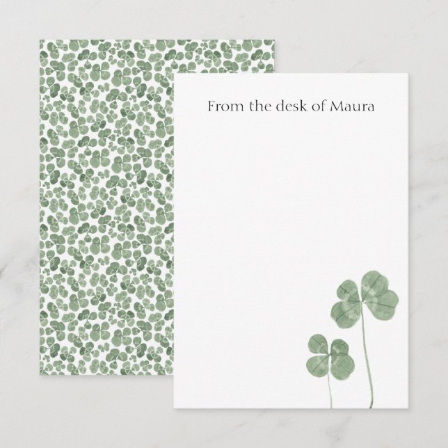 Personalized Watercolor Shamrock Clover Thank You Card (Front/Back)