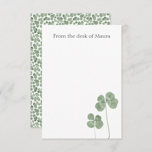 Personalized Watercolor Shamrock Clover Thank You Card