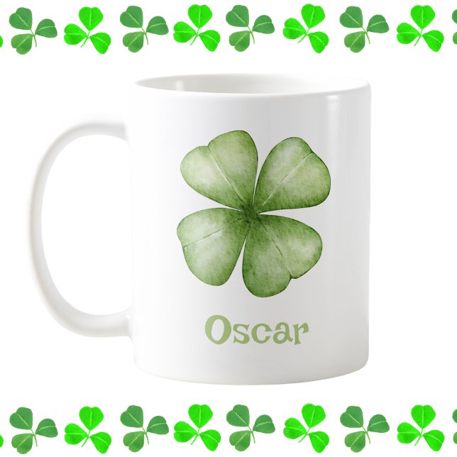 Personalized Watercolor Shamrock Coffee Mug (Creator Uploaded)