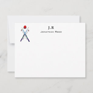 Personalized Watercolor Ski Gear Thank You Card