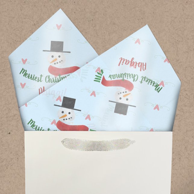 Personalized Watercolor Snowman Merriest Christmas Tissue Paper (Creator Uploaded)