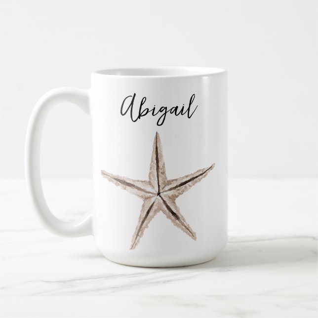 Personalized Watercolor Starfish Mug (Left)