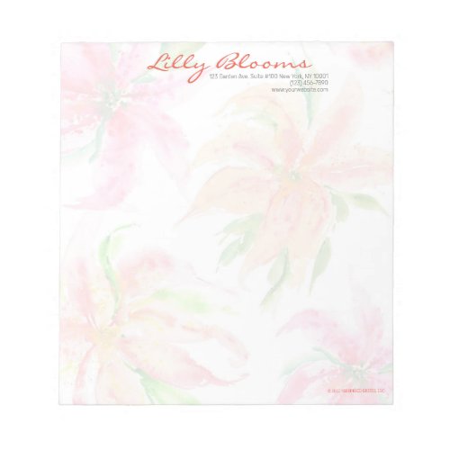 Personalized Watercolor Stargazer Lilies Notepad