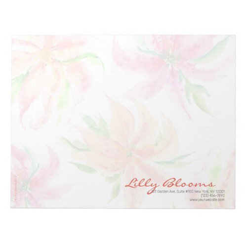 Personalized Watercolor Stargazer Lilies  Notepad