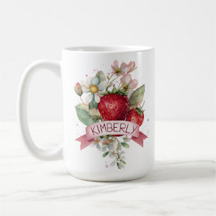 Personalized Watercolor Strawberry Coffee Mug