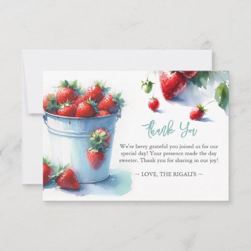 Personalized Watercolor Strawberry Thank You