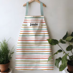 Personalized Watercolor Stripe Apron<br><div class="desc">This festive apron is perfect for cooking,  baking,  painting,  crafting,  you name it! Featuring a playful color scheme of watercolor stripes. Makes for a great gift and festive decor on your walls until its next use!</div>