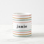 Personalized Watercolor Stripe Coffee Mug<br><div class="desc">This festive mug is the perfect companion for all of the cozy mugs of coffee,  tea,  and cocoa! Featuring a playful color scheme of watercolor stripes. Makes for a great gift and festive decor year after year.</div>