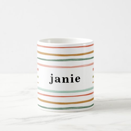 Personalized Watercolor Stripe Coffee Mug