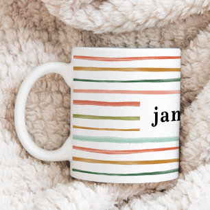 Personalized Watercolor Stripe Coffee Mug