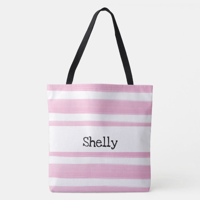 PERSONALIZED WATERCOLOR STRIPES TOTE (Front)