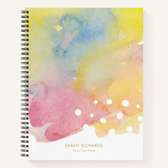 Personalized Watercolor Strokes Notebook (Front)