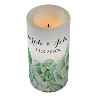 Personalized  watercolor succulent wedding  Candle