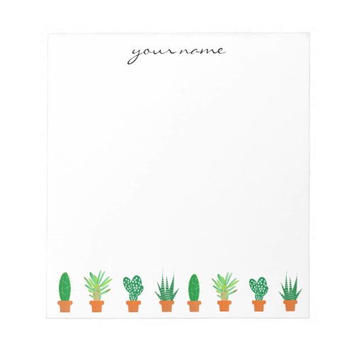 Personalized Watercolor Succulents Boho Notepad