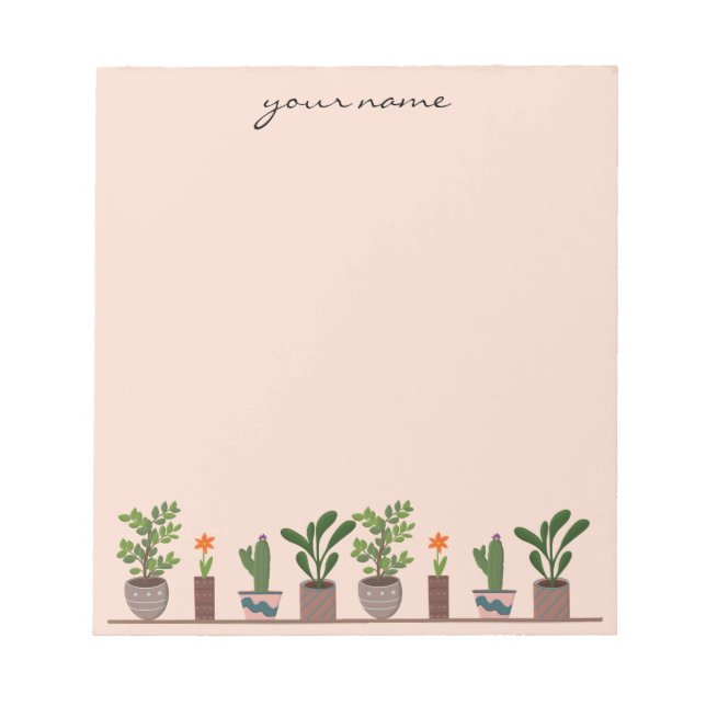 Personalized Watercolor Succulents Boho Notepad (Front)