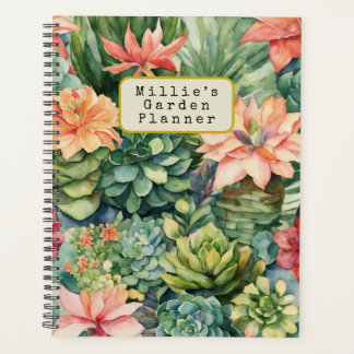 Personalized Watercolor Succulents Garden Planner