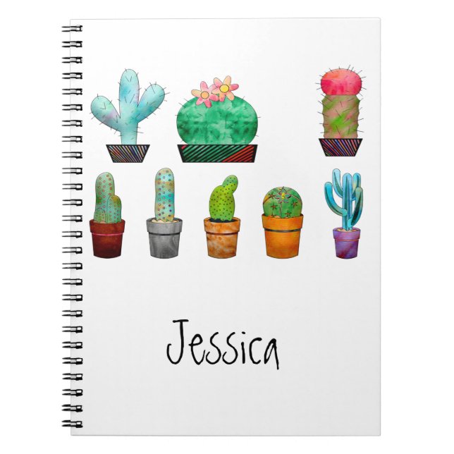 Personalized watercolor succulents  notebook (Front)