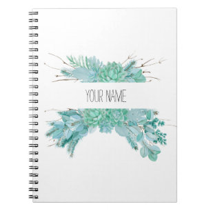 Personalized Watercolor Succulents Notebook