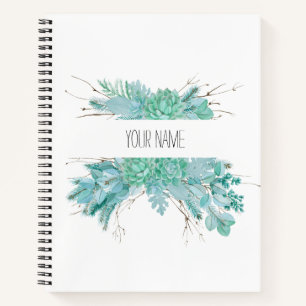 Personalized Watercolor Succulents Notebook