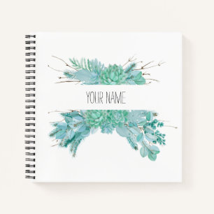 Personalized Watercolor Succulents Notebook