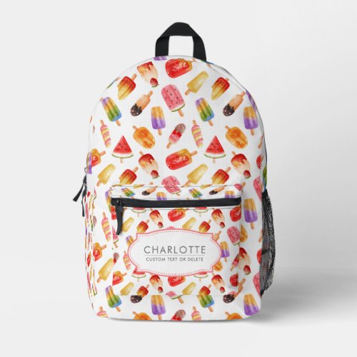 Personalized Watercolor Summer Popsicle Pattern Printed Backpack