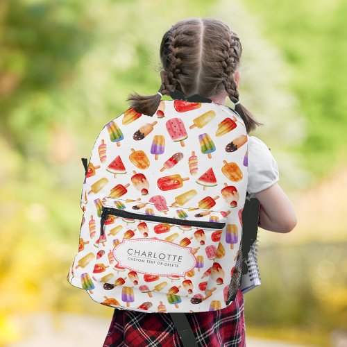 Personalized Watercolor Summer Popsicle Pattern Printed Backpack