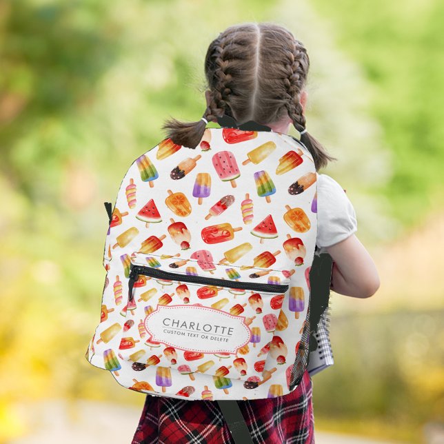 Personalized Watercolor Summer Popsicle Pattern Printed Backpack (Personalized Watercolor Summer Popsicle Pattern Printed Backpack)