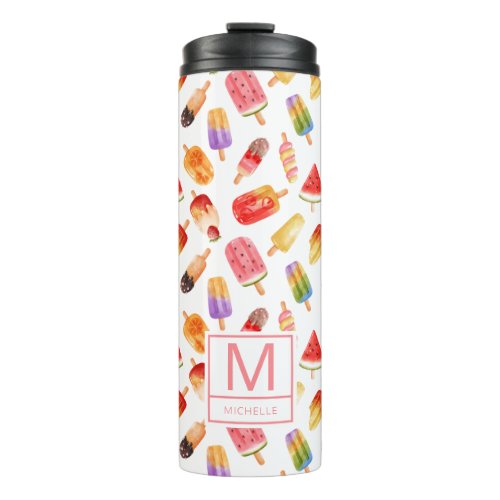 Personalized Watercolor Summer Popsicles Pattern Thermal Tumbler