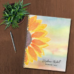 Personalized Watercolor Sunflower 2023 Planner<br><div class="desc">This colorful 2023 Planner is decorated with a yellow watercolor sunflower and stylish script typography. Easily customizable with your name, and year. Use the Customize Further option to change the text size, style, and color. Because we create our artwork you won't find this exact image from other designers. Original Watercolor...</div>