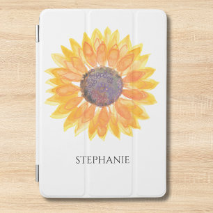 Personalized Watercolor Sunflower iPad Mini Cover
